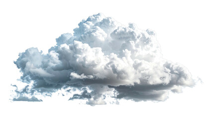 Isolated fluffy cloud, illuminated, against transparent background