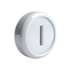 White button with a large "I