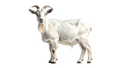 Full white goat standing, facing forward