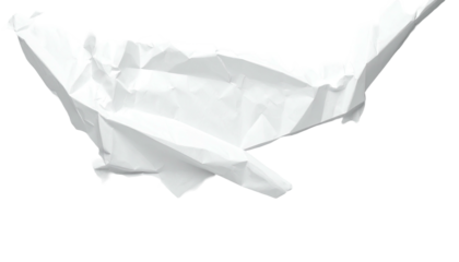 Crumpled white paper, floating on a black background