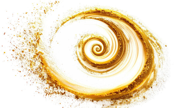 Golden swirl pattern, edges break into particles
