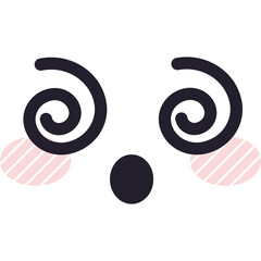 Whimsical Swirl Eyes and Blush Graphic Element with Transparent Background