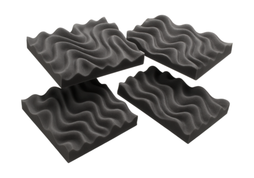 Acoustic foam panels in wave design for soundproofing and echo reduction in music rooms.