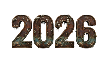 New year 2026 text on transparent background, PNG