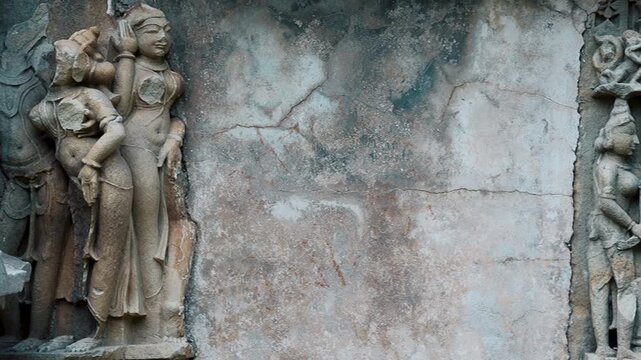 Famous Stone Carving Sculptures Of Khajuraho In India, Erotic educational sculptures of temples of Khajuraho, Madhya Pradesh. Beautiful Stone Carvings In Khajuraho Temple, UNESCO World Heritage Site 