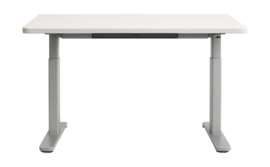 Adjustable-height ergonomic reception desk, ideal for home offices in urban apartments.