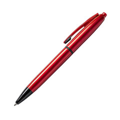 Red ballpoint pen angled, glossy finish