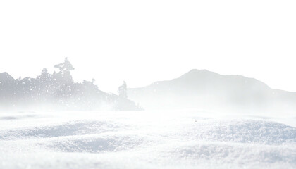 Snowdrift against black backdrop, crisp horizon