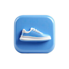 Light blue square icon; 3D rendered sneaker