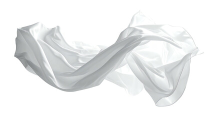 Graceful white cloth billowing, floating against stark black