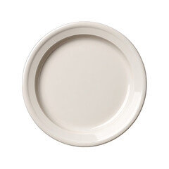 Empty, round, cream-colored dinner plate