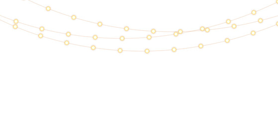 PNG Christmas lights with glowing bulbs for holiday cards and banners overlay background	
