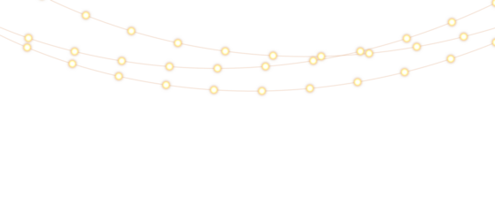 PNG Christmas lights with glowing bulbs for holiday cards and banners overlay background	
