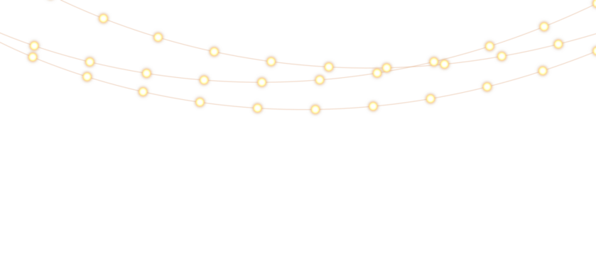 PNG Christmas lights with glowing bulbs for holiday cards and banners overlay background	
