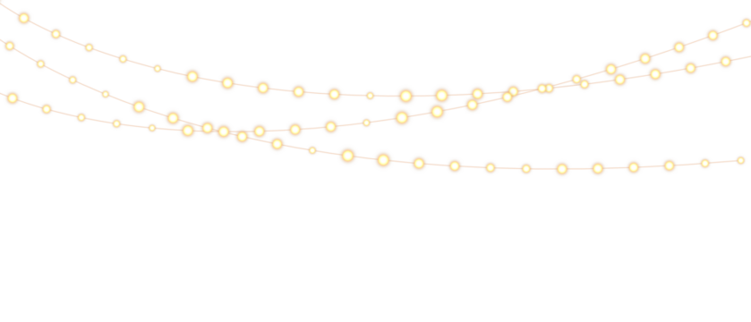 Christmas bulbs twinkle with gentle shine, festive garland string light PNG