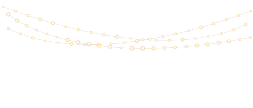 Light garland christmas decoration festive glow abstract transparent gold isolated winter holiday party lamp bright string chain png	
