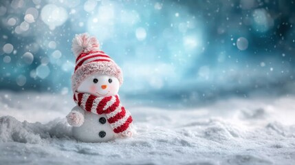 a snowman standing in a snowy field