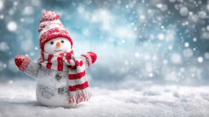 Fototapeta premium a snowman standing in a snowy field