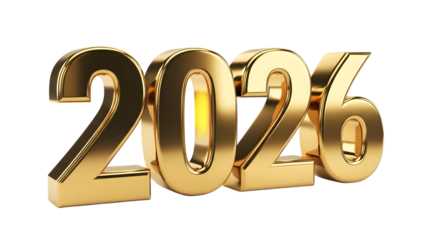 New year 2026 text on transparent background, PNG