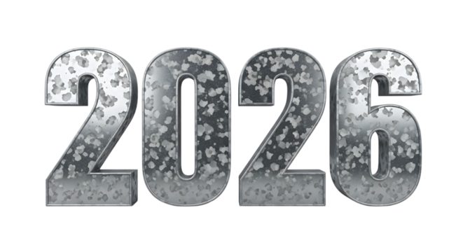 New year 2026 text on transparent background, PNG