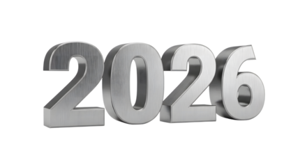 2026 happy new year 3D isolated on transparent background