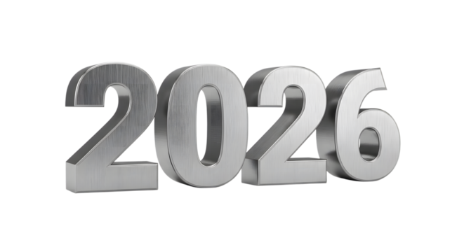 2026 happy new year 3D isolated on transparent background