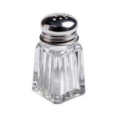 Clear glass salt shaker with a metal top
