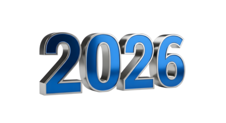 2026 happy new year 3D isolated on transparent background