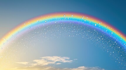 Naklejka premium Optical path curves water droplets rainbow spectrum natural light refraction curved pathways atmospheric effects gradient sky microscopic spheres graceful arc formation