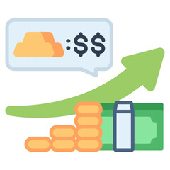 Gold Price Up vector icon. Jewelry icon flat style. perfect use for logo, presentation, website, and more. modern icon design color style