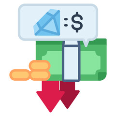 Jewelry Price Down vector icon. Jewelry icon flat style. perfect use for logo, presentation, website, and more. modern icon design color style