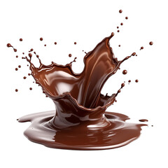 Liquid Chocolate Splash Captured Mid-Air with Dynamic Curves on Transparent Background