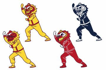 Lion dance performer vector illustration isolated on white background