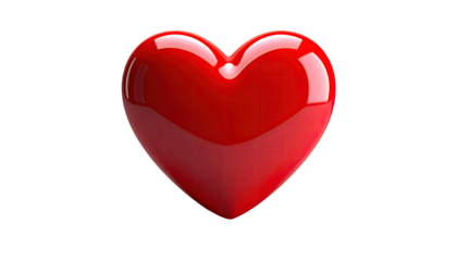 Glossy, puffy, bright red heart object in central dark space