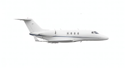 Clean Cutout Side View of a Generic White Business Jet Airplane