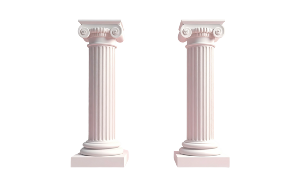 Two white Doric columns against a black background
