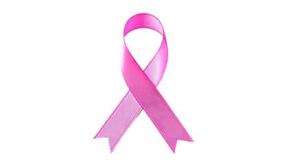 Pink ribbon with highlights on black background for awareness