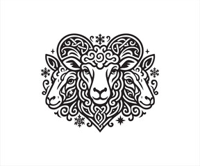 Sheep Tribal Head Vector Design