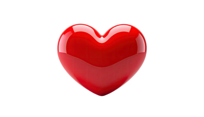 Glossy red heart shape with highlights on a black background