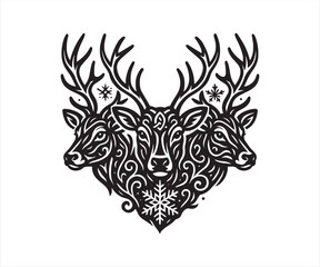 Deer Tribal Head Vector Design