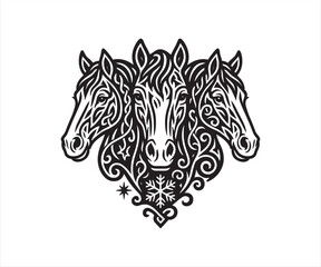 Horse Tribal Head Vector Design