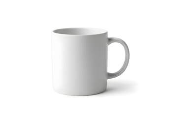 A blank white coffee mug isolated on a clean white background