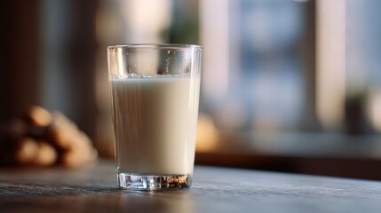 Close up shot of a half-empty glass of milk, poetic composition