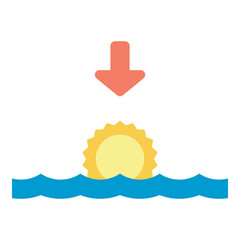 sunset at sea flat icon
