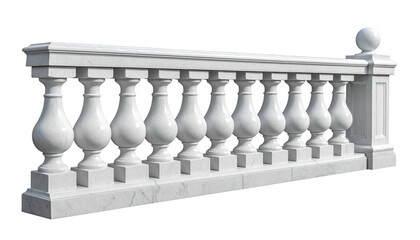 Marble balustrade section, classic design, isolated on black