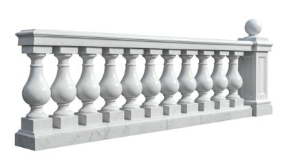 Marble balustrade section, classic design, isolated on black