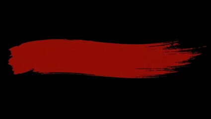 Bold red paint brush stroke on a stark black background