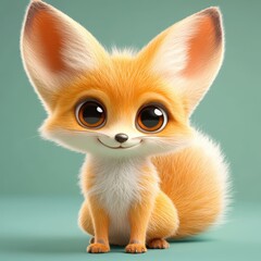 Cute cartoon fox character with oversized ears and big eyes, perfect for children's illustration and design