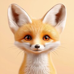 Cute and Adorable Cartoon Fox Character with Bright Eyes and Soft Fur, Perfect for Illustrations