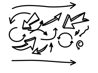 set of hand drawn black arrows isolated on white background. vector illustration.